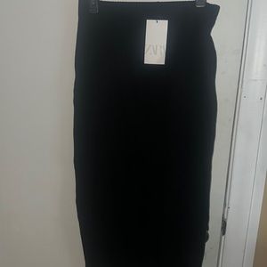 Ribbed midi Black Zara skirt
